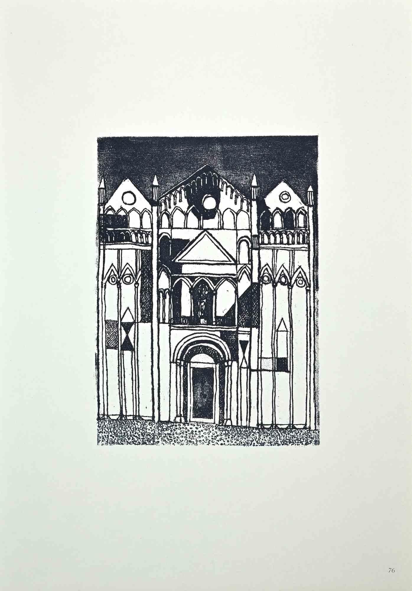 The Cathedral - Original Offset Print by Franco Gentilini - 1970s