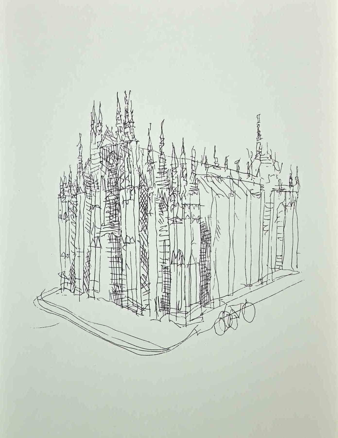 La Cattedrale è una stampa foto-litografica su carta color avorio, realizzata da  Franco Gentilini (pittore italiano, 1909-1981), negli anni Settanta.

Lo stato di conservazione delle opere d'arte è eccellente.

Franco Gentilini (pittore italiano,