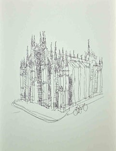 Vintage The Cathedral -  Photolithography by Franco Gentilini - 1970s