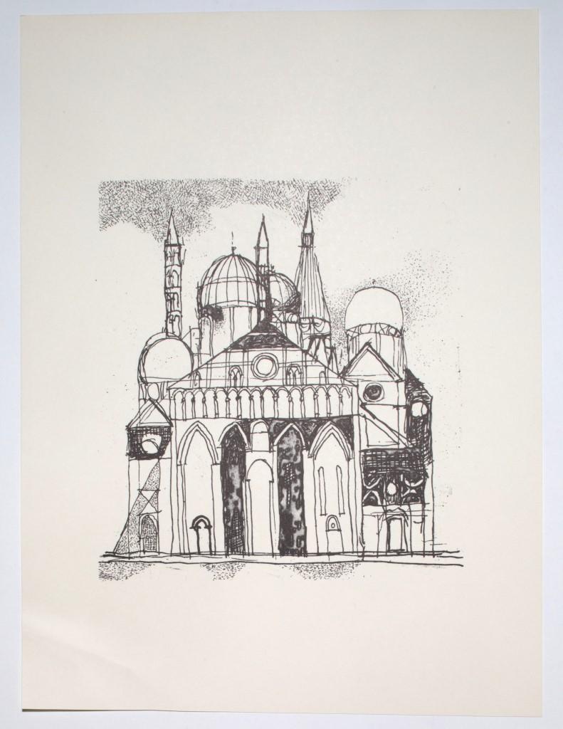 Die Kathedrale ist ein Original-Offsetdruck auf elfenbeinfarbenem Papier, der von Franco Gentilini (italienischer Maler, 1909-1981) im späten 20.

Der Erhaltungszustand der Kunstwerke ist ausgezeichnet.

Nicht unterzeichnet. Nicht