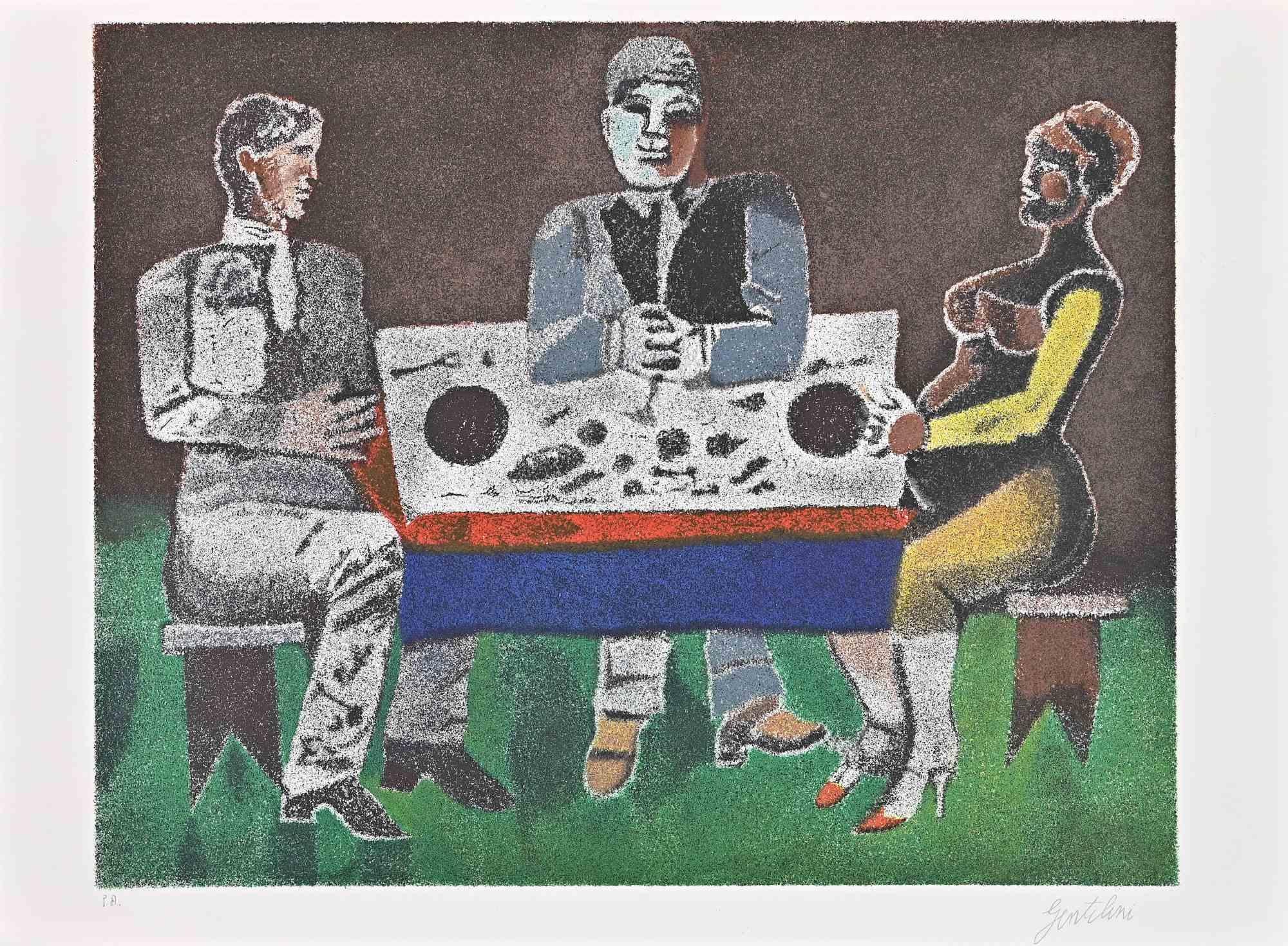 The Dinner is a Lithograph realized by Franco Gentilini (Italian Painter, 1909-1981), in the 1970s.

The state of preservation of the artwork is very good.

Hand-signed.

Artist's proof.

Franco Gentilini ( Italian Painter, 1909-1981): Gentilini's