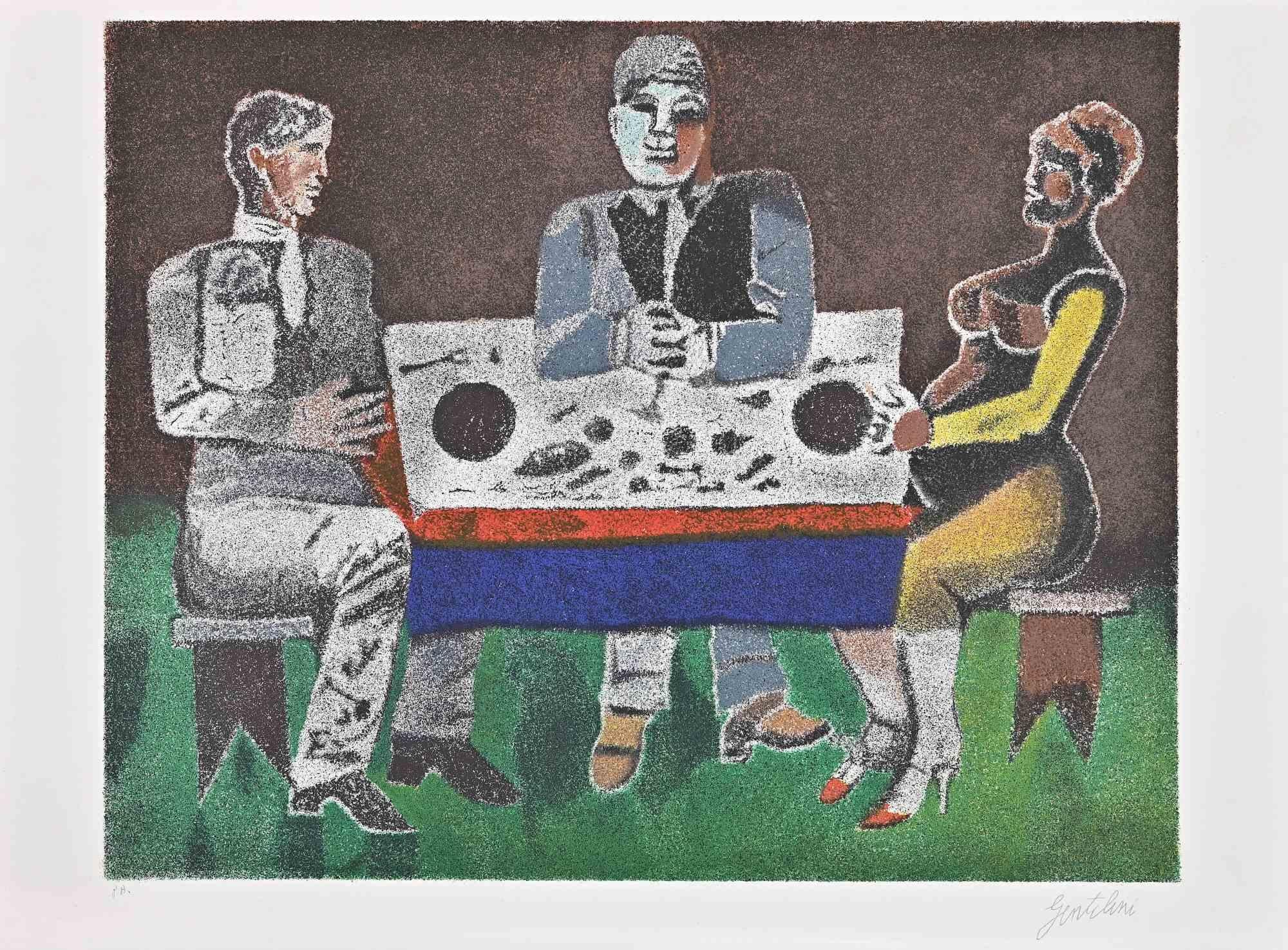The Dinner is a Lithograph realized by Franco Gentilini (Italian Painter, 1909-1981), in the 1970s.

The state of preservation of the artwork is excellent.

Hand-signed.

Artist's proof.

Franco Gentilini ( Italian Painter, 1909-1981): Gentilini's