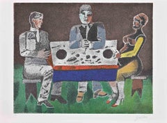 Das Abendessen – Lithographie von Franco Gentilini – 1970er Jahre