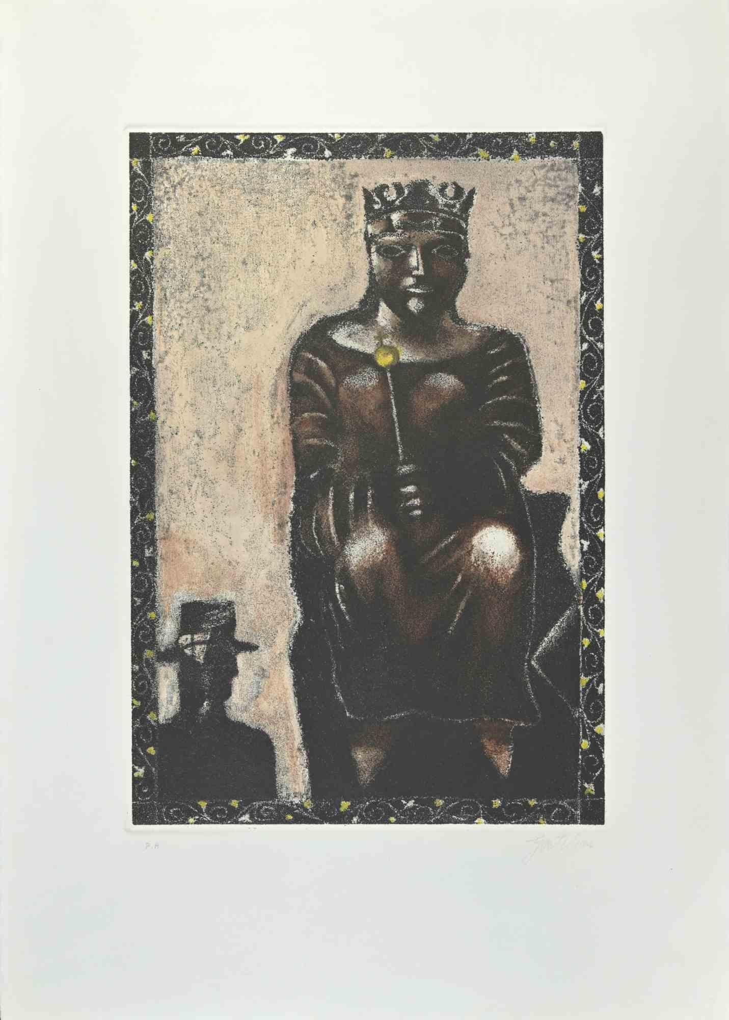 La emperatriz - Aguafuerte y aguatinta de Franco Gentilini - Años 70