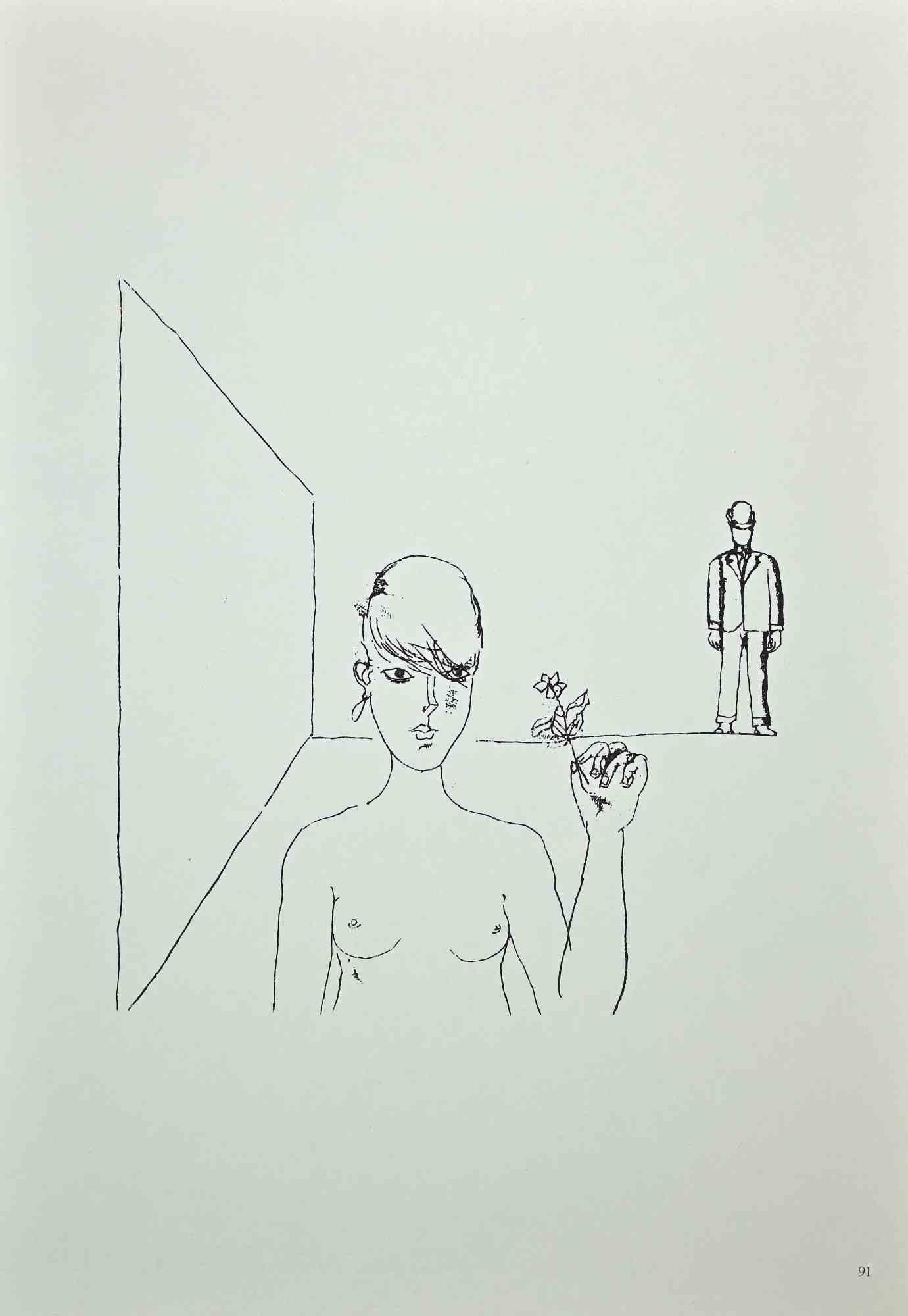 La fleur - Imprimé offset de Franco Gentilini - 1970