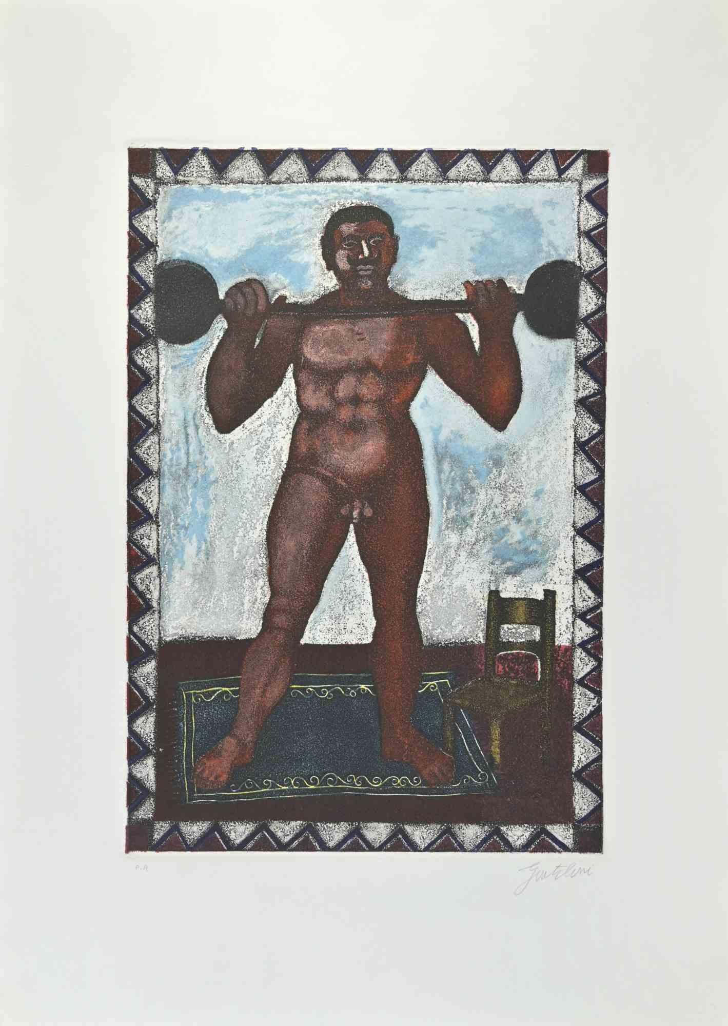 La Fuerza - Aguafuerte y aguatinta de Franco Gentilini - Años 70