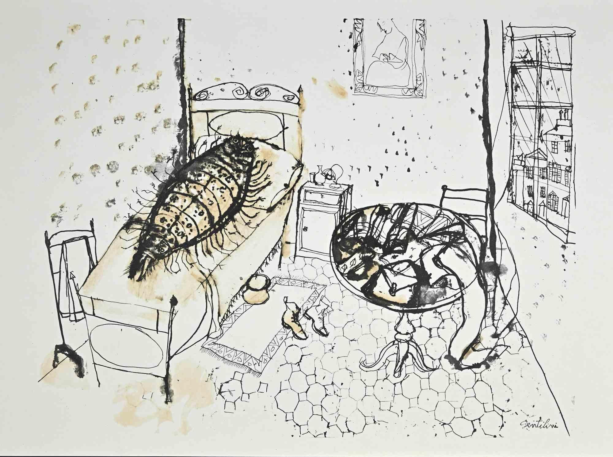The Insect  is a vintage offset print on ivory-colored paper, realized by Franco Gentilini in 1970s.

The state of preservation of the artwork is excellent.

Not signed. Not Numbered.