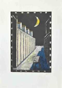 Vintage The Moon - Etching and Aquatint by Franco Gentilini - 1970s