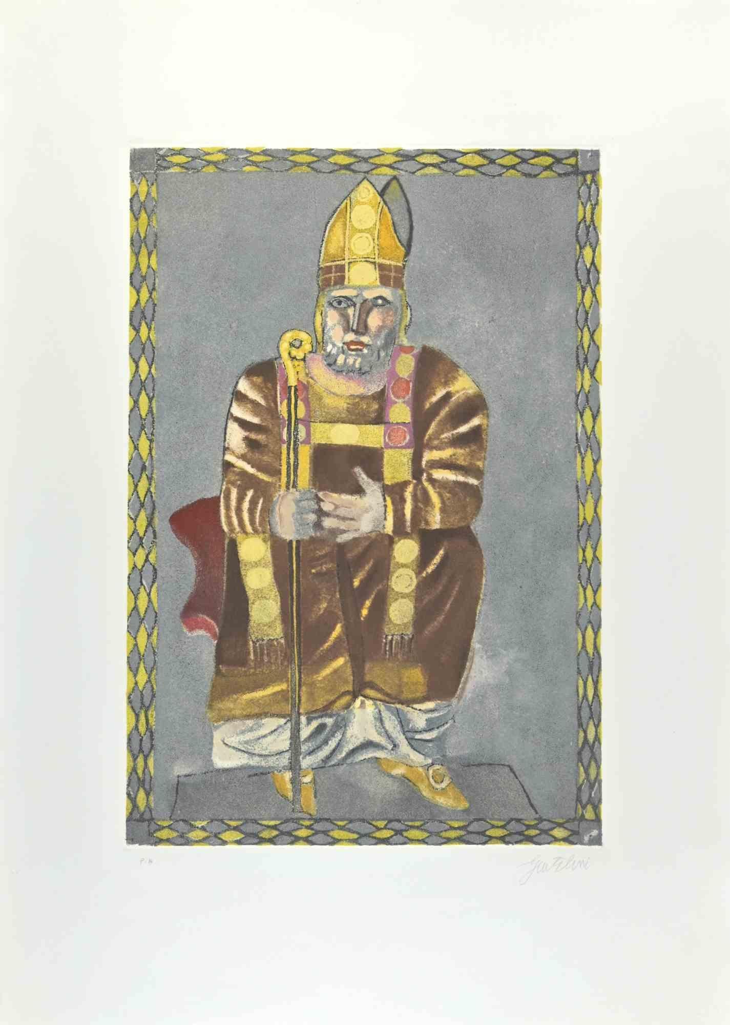 El Papa - Aguafuerte y aguatinta de Franco Gentilini - Años 70