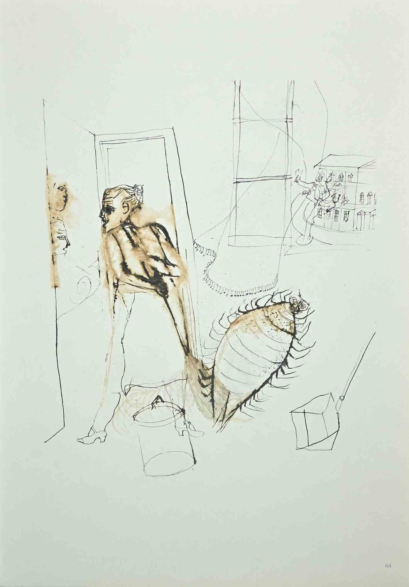 La femme et l'insecte - Impression offset de Franco Gentilini - 1970