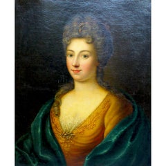 Franco-German 19th Century Oil on Canvas "Portrait of a Lady" in Giltwood Frame