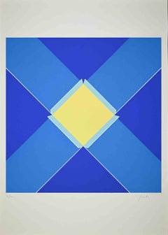 Blue Composition - Original Screen Print by Franco Giuli - 1970s