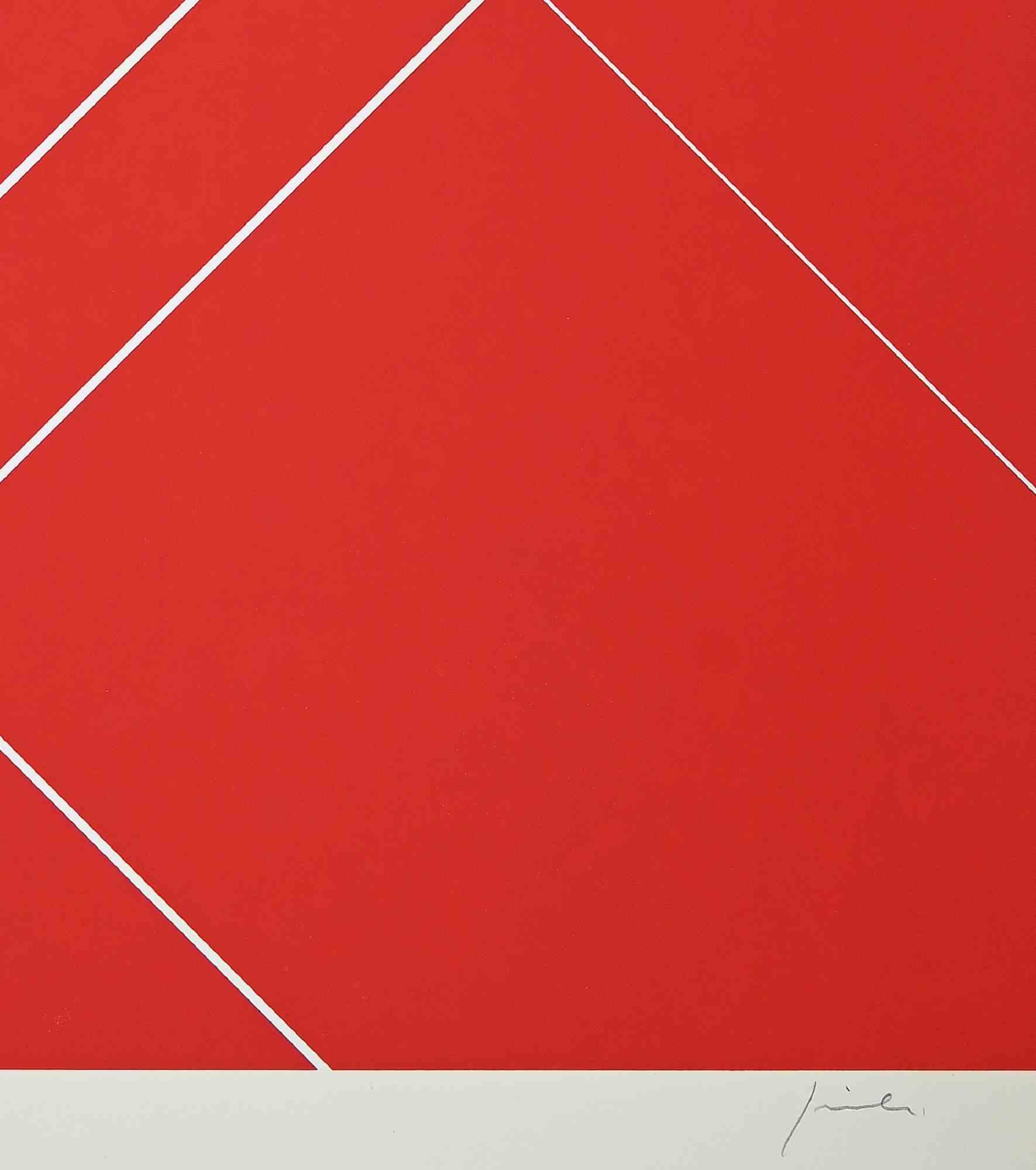 Composition in Red - Original Screen Print by Franco Giuli - 1970s For Sale 1