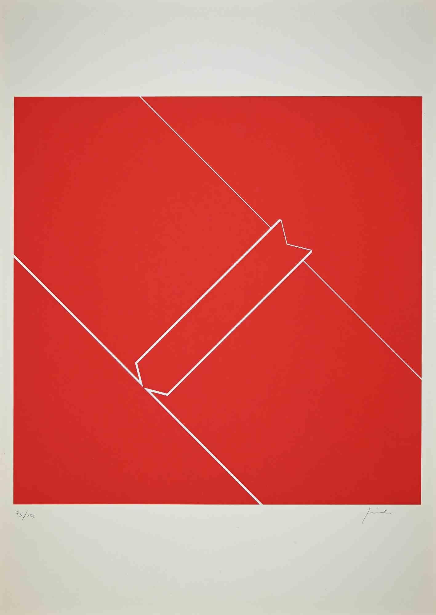 Composition in Red - Original Screen Print by Franco Giuli - 1970s