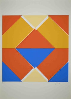 Rainbow Abstract Composition - Original Screen Print by Franco Giuli - 1970s