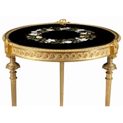 Franco-Italian 19th Century Neoclassical Style Gilt-Bronze & Pietra Dura Table