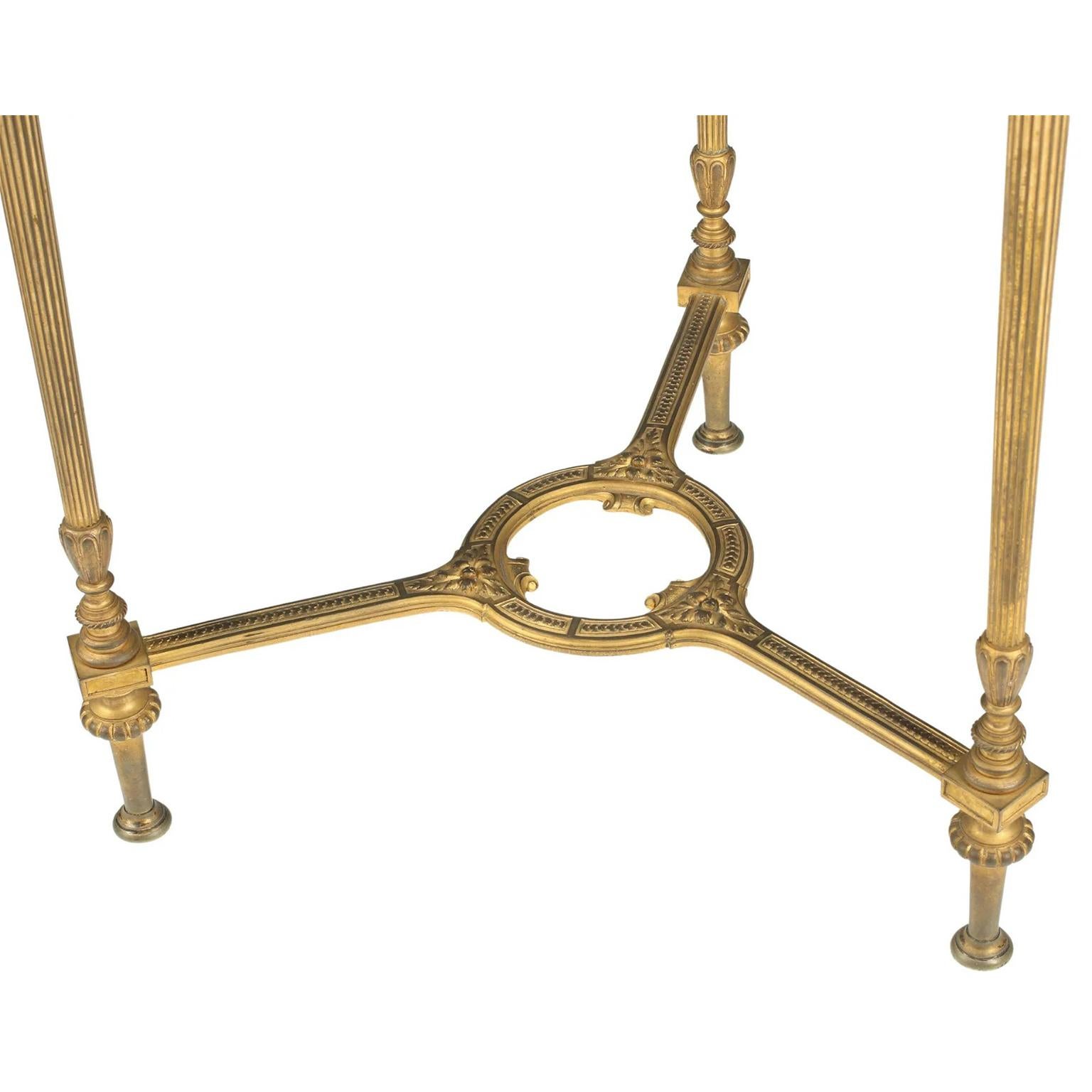 Neoclassical Revival Franco-Italian 19th Century Neoclassical Style Gilt-Bronze & Pietra Dura Table For Sale