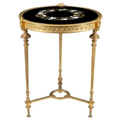 Franco-Italian 19th Century Neoclassical Style Gilt-Bronze & Pietra Dura Table