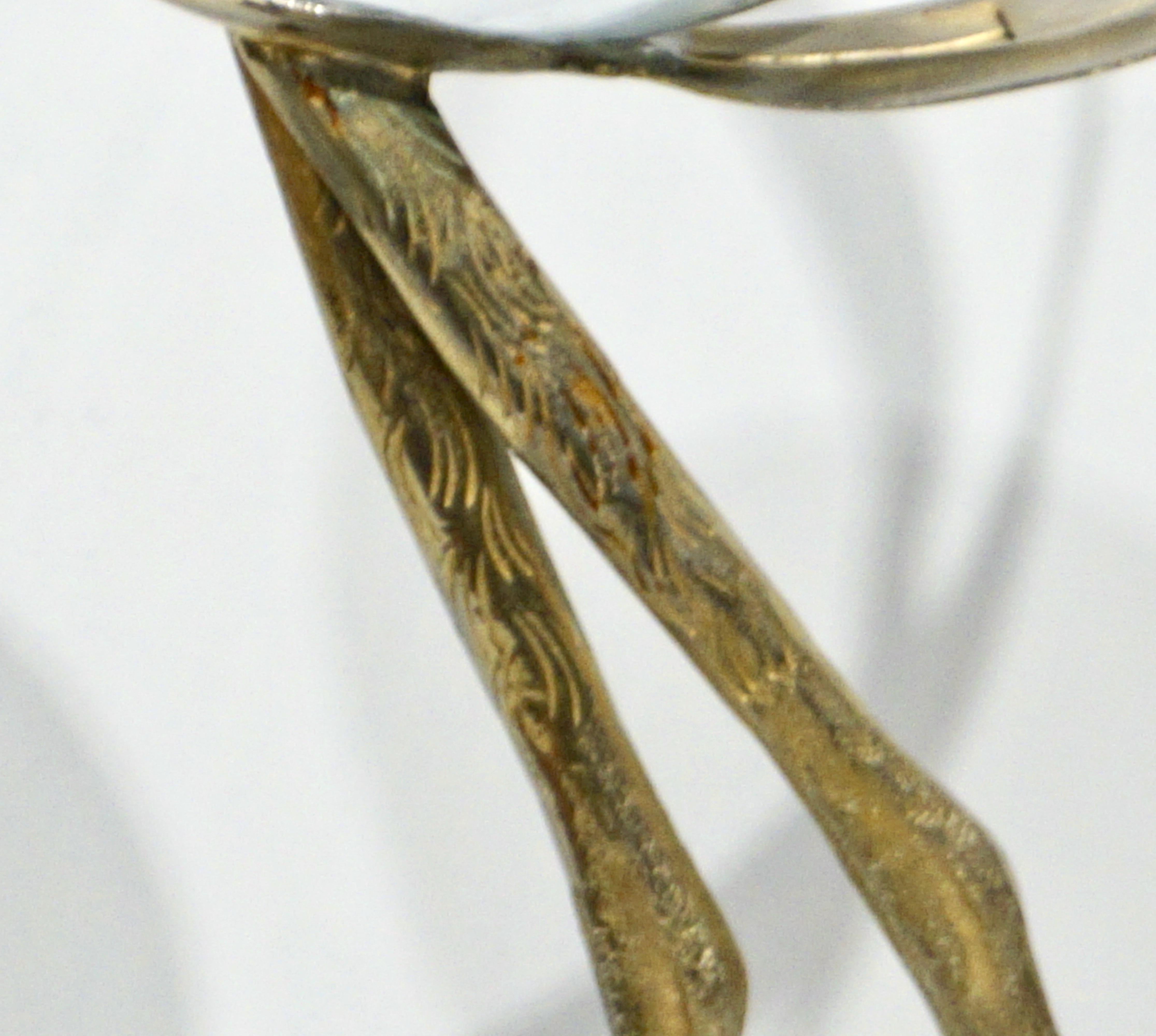Franco Lagini 1970s Italian Vintage Pair of Crystal Gold Brass Crane Sculptures 2
