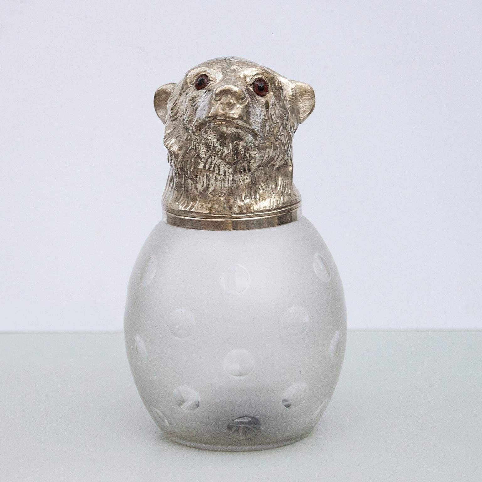 Mid-Century Modern Pot à glace à tête d'ours en métal argenté Franco Lapini, Italie, 1970 en vente