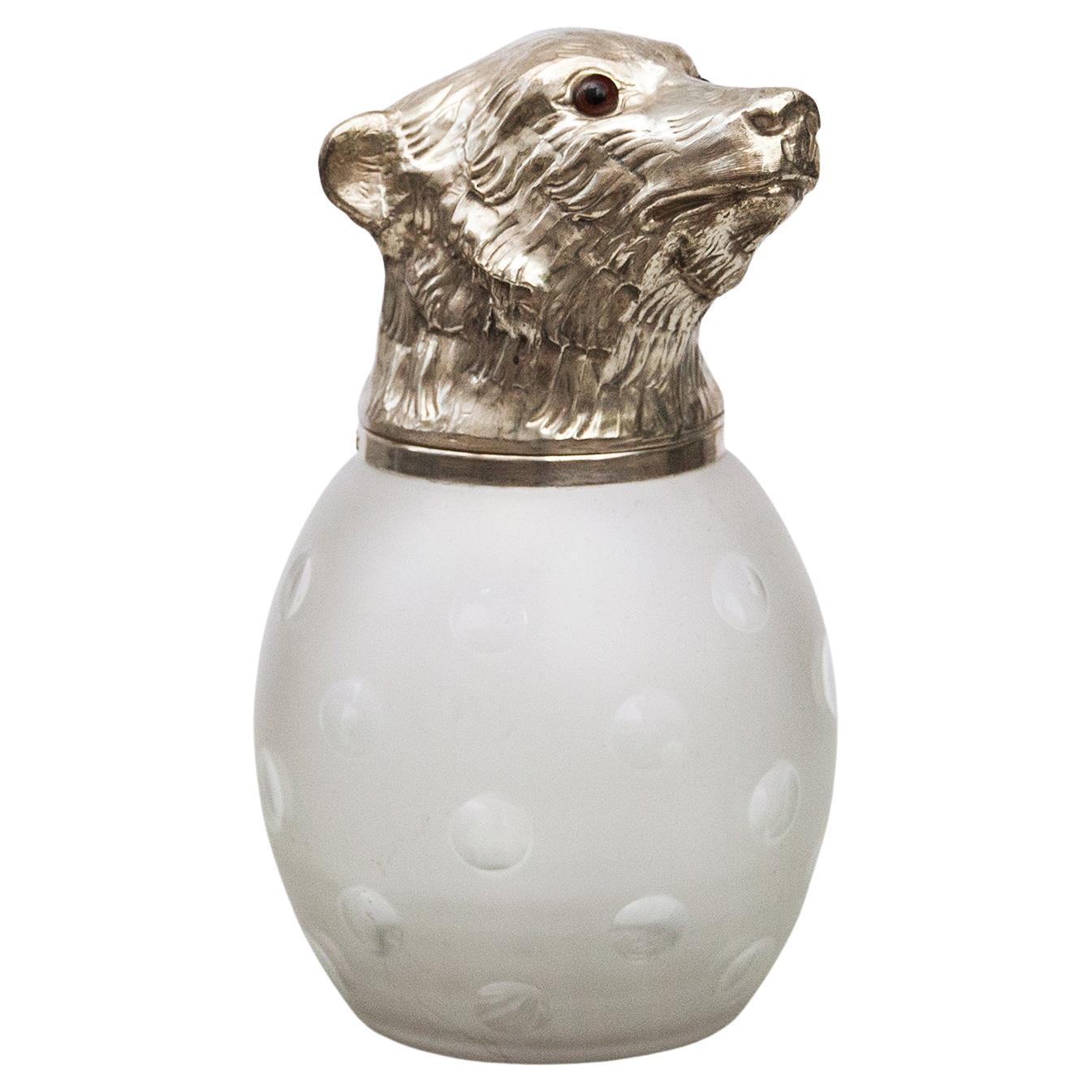 Franco Lapini Bear Head Silver Plated Ice Bucket Cookie Jar, Italy, 1970