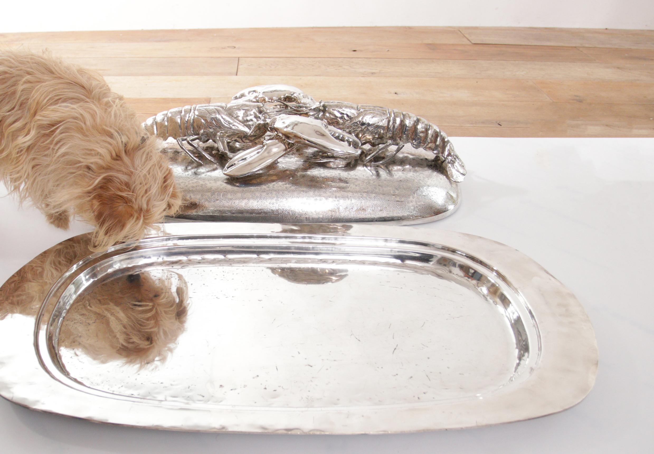 Franco Lapini King Size Lobsters Dish Silver Plate, circa 1970 For Sale 4