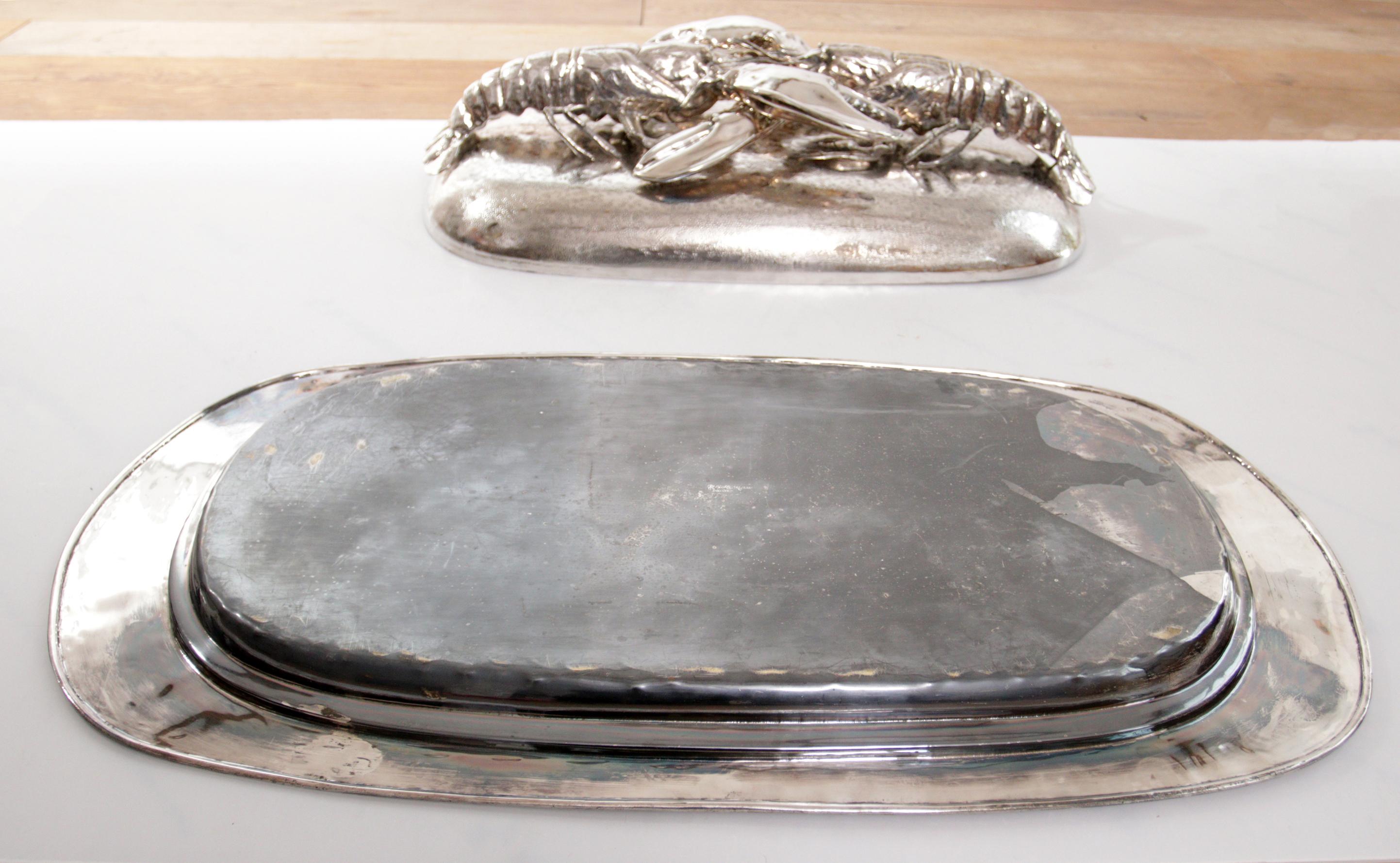 Franco Lapini King Size Lobsters Dish Silver Plate, circa 1970 For Sale 8