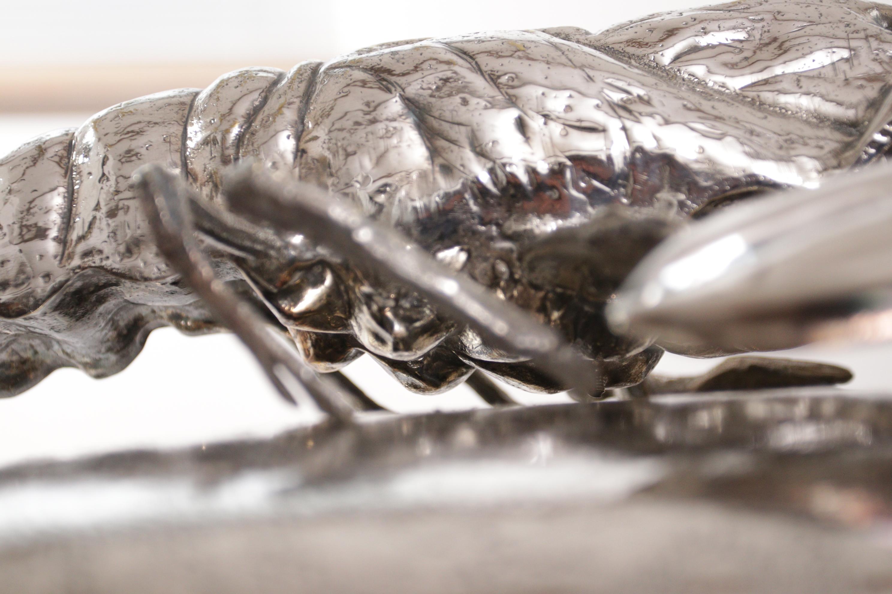 Late 20th Century Franco Lapini King Size Lobsters Dish Silver Plate, circa 1970 For Sale