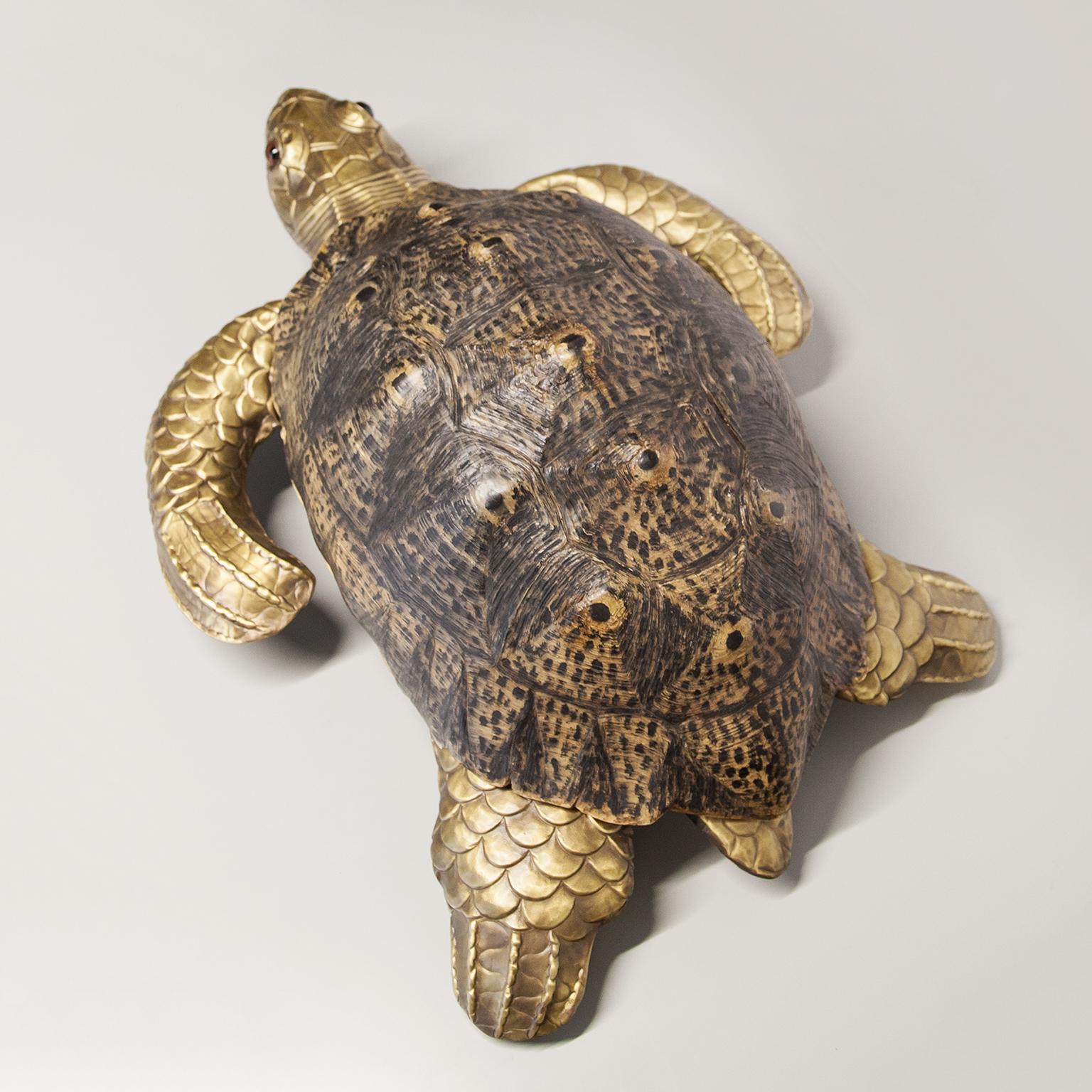 Italian Franco Lapini Life Size Fiberglass Turtle Shell Stool 1970s For Sale