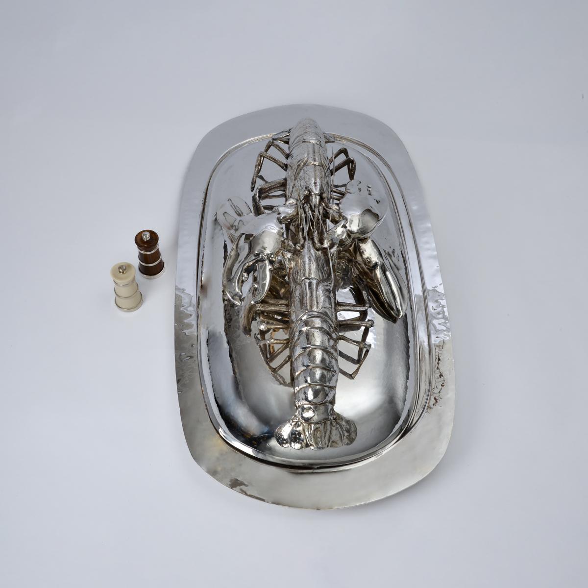 Franco Lapini King Size Lobsters Dish Silver Plate c.1970 1