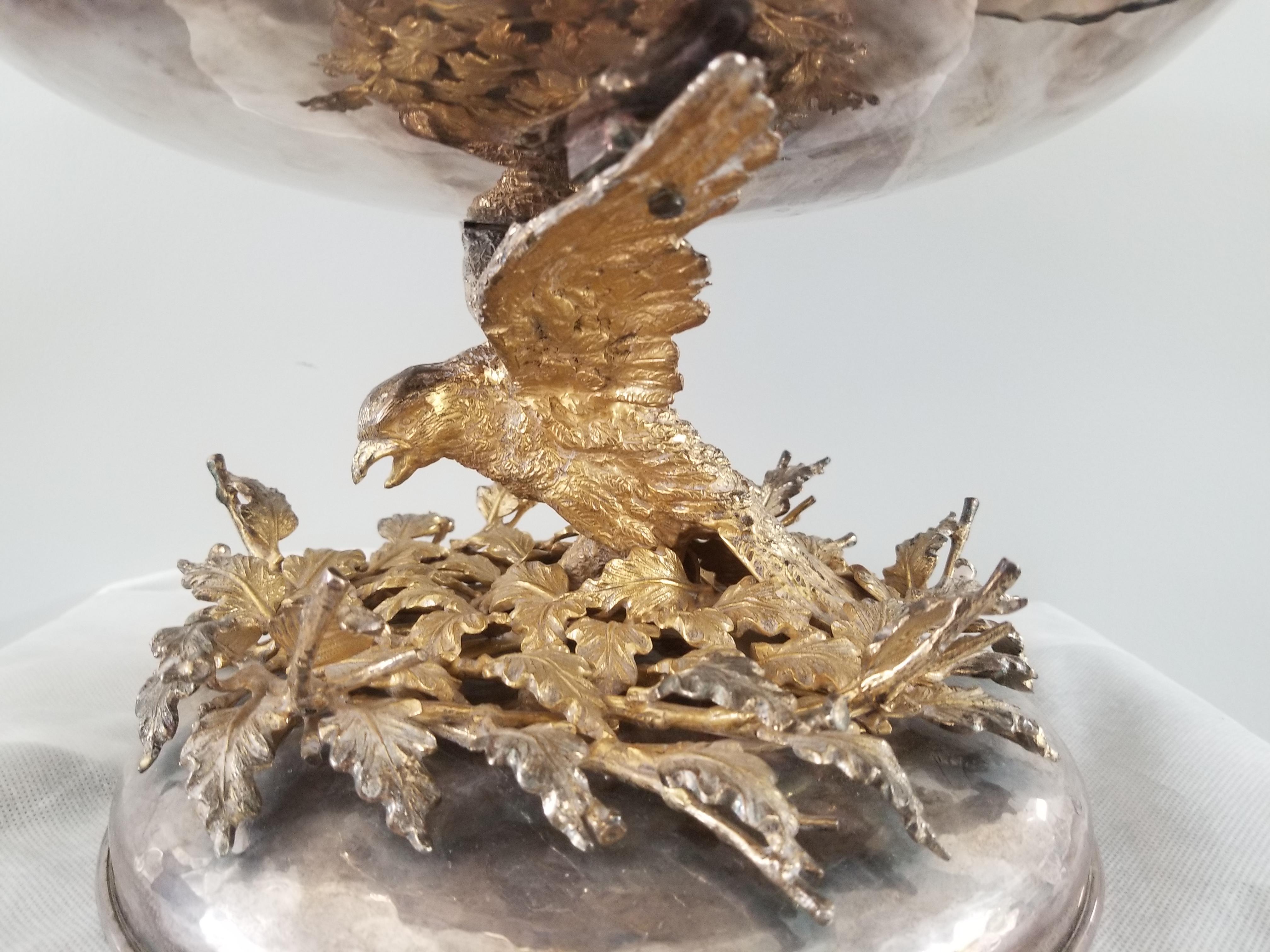 American Franco Lapini Silver and Gold-Plated Centrepiece Bowl For Sale