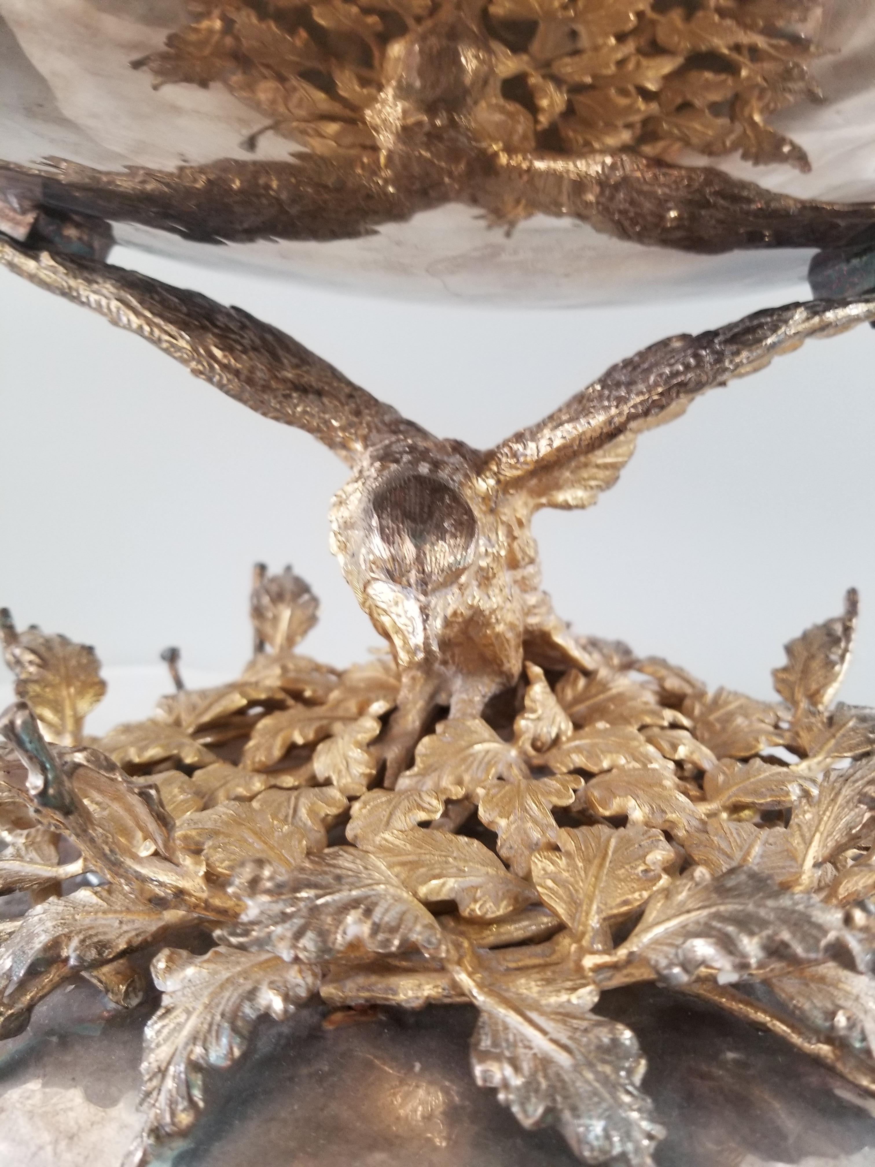 19th Century Franco Lapini Silver and Gold-Plated Centrepiece Bowl For Sale