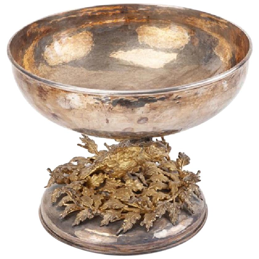 Franco Lapini Silver and Gold-Plated Centrepiece Bowl For Sale