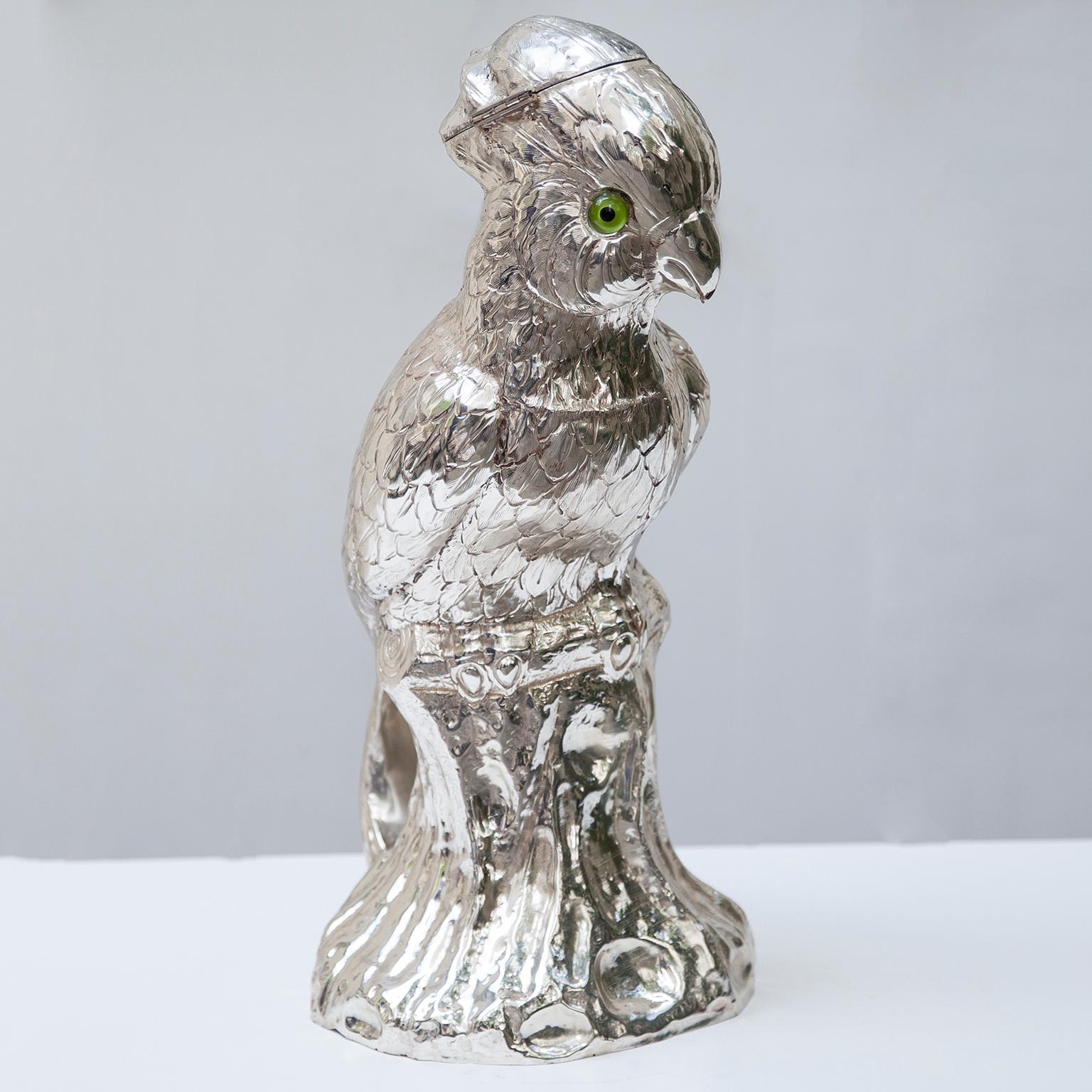 Hollywood Regency Franco Lapini Silver Plated Cockatoo Pitcher, Italy, 1970