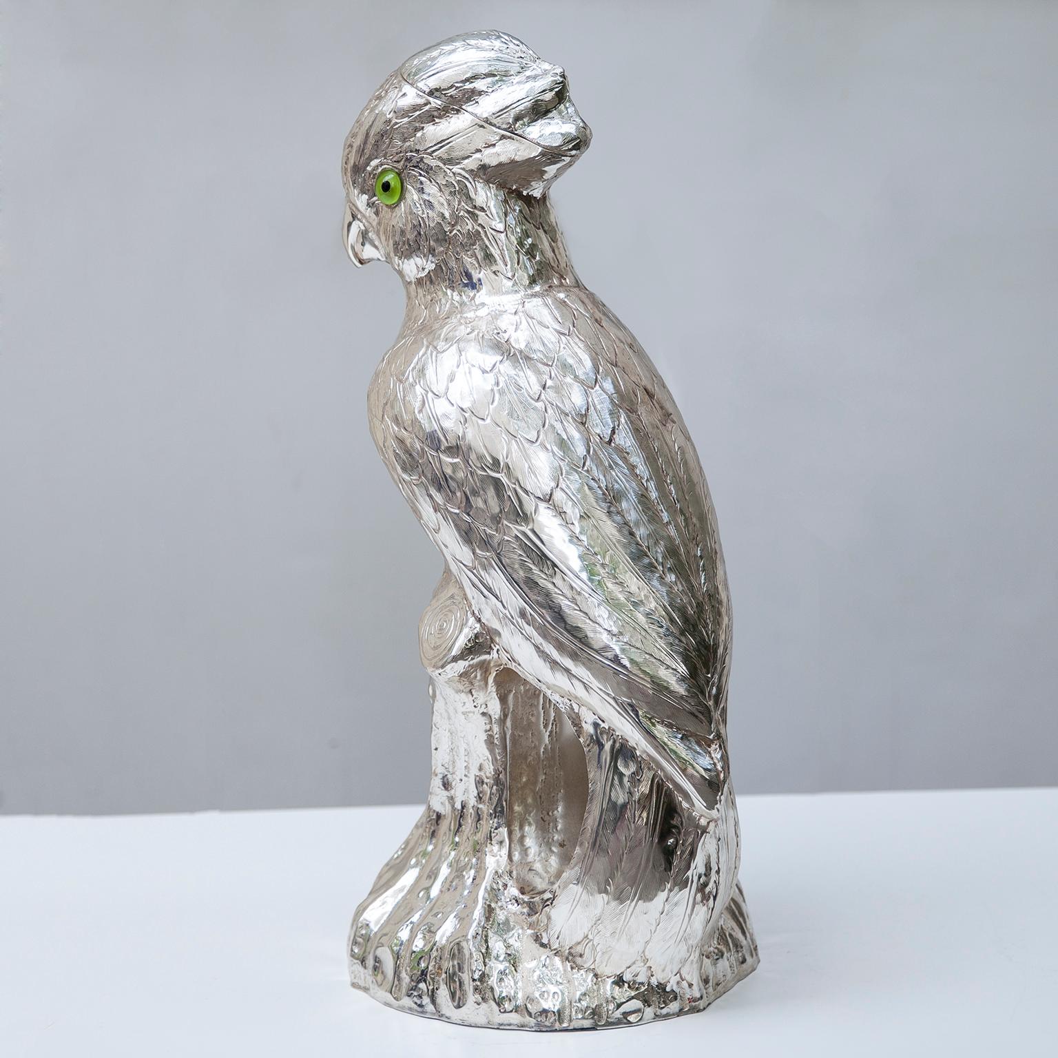 Late 20th Century Franco Lapini Silver Plated Cockatoo Pitcher, Italy, 1970