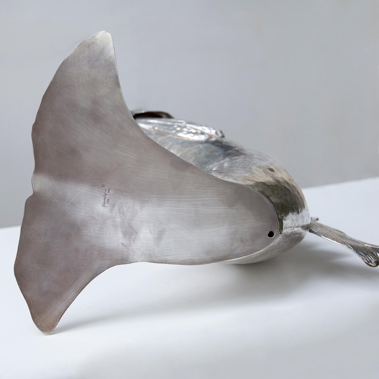 Franco Lapini Silver Plated Dolphin Ice Bucket Wine Cooler, Italy, 1970 5