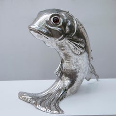 Franco Lapini Silver Plated Dolphin Ice Bucket Wine Cooler, Italy, 1970