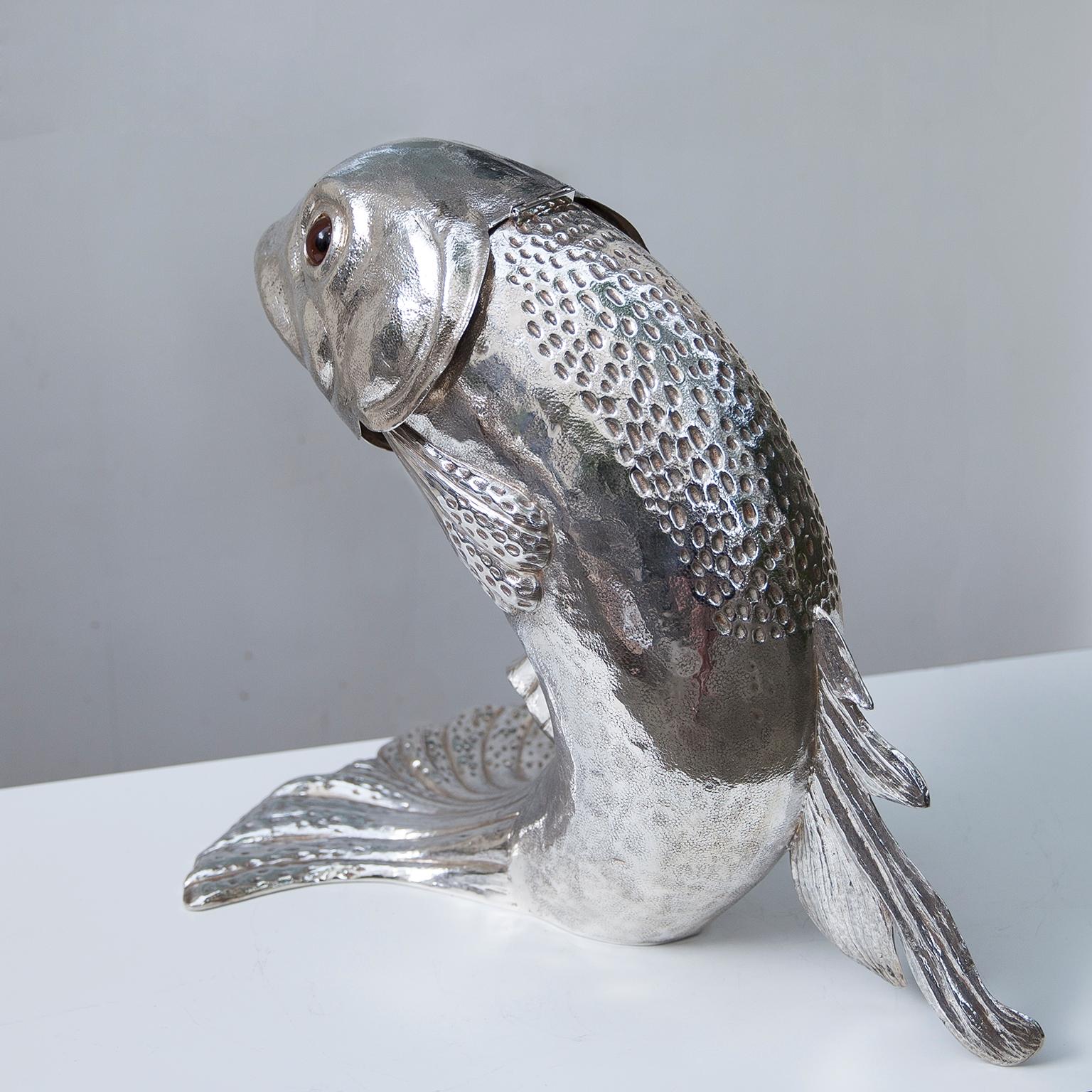 Franco Lapini Silver Plated Dolphin Ice Bucket Wine Cooler, Italy, 1970 In Excellent Condition In Munich, DE