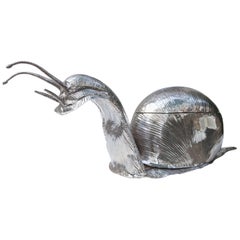 Retro Franco Lapini Silver Plated Giant Snail Soup Bowl Centerpiece, Italy, 1980