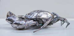 Franco Lapini Silver Plated Huge King Crab Caviar Bowl, Italy, 1970