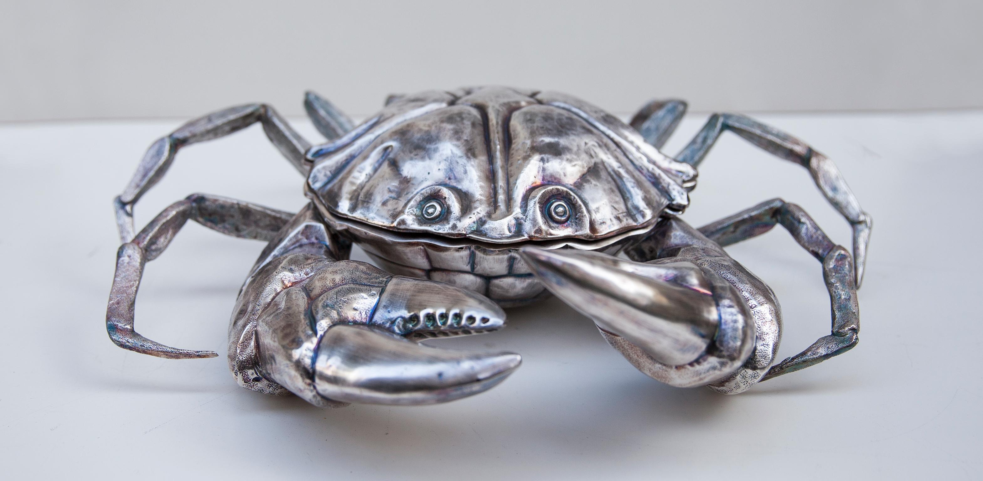 Franco Lapini Silver Plated Huge King Crab Caviar Bowl, Italy, 1970 In Excellent Condition In Munich, DE