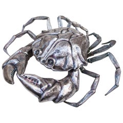 Franco Lapini Silver Plated Huge King Crab Caviar Bowl, Italy, 1970