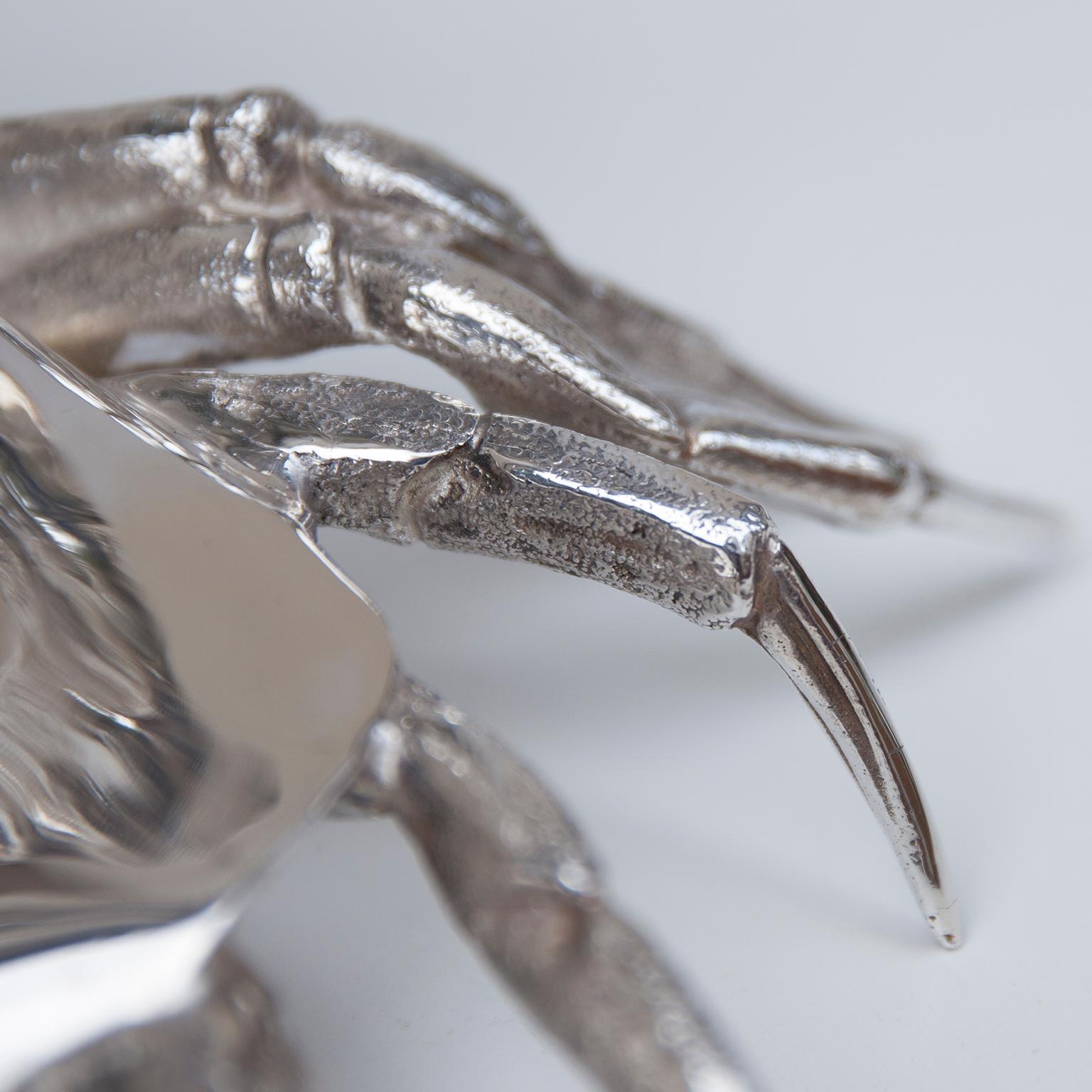 Late 20th Century Franco Lapini Silver Plated King Crab Caviar Bowl, Italy, 1970s