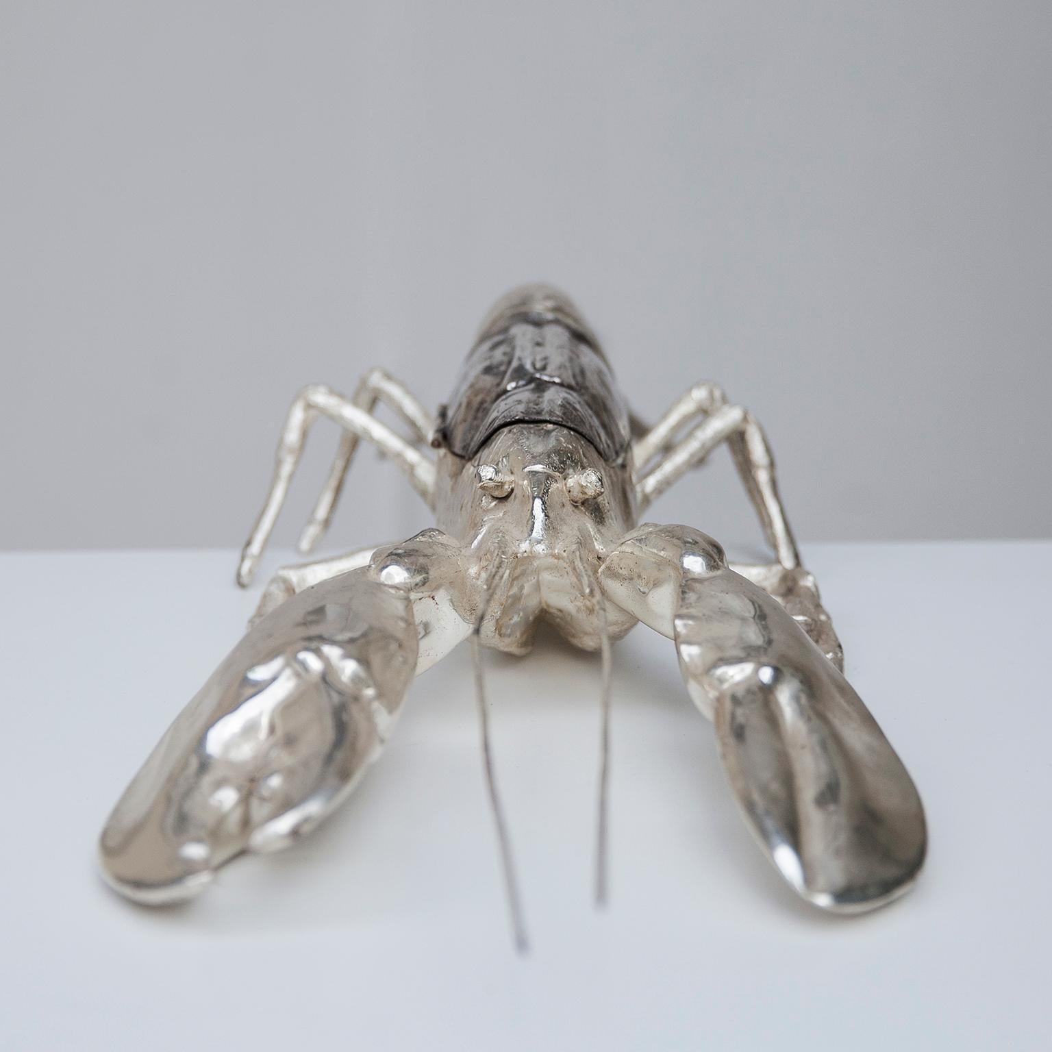 Mid-Century Modern Franco Lapini Silver Plated Lobster, Italy, 1970