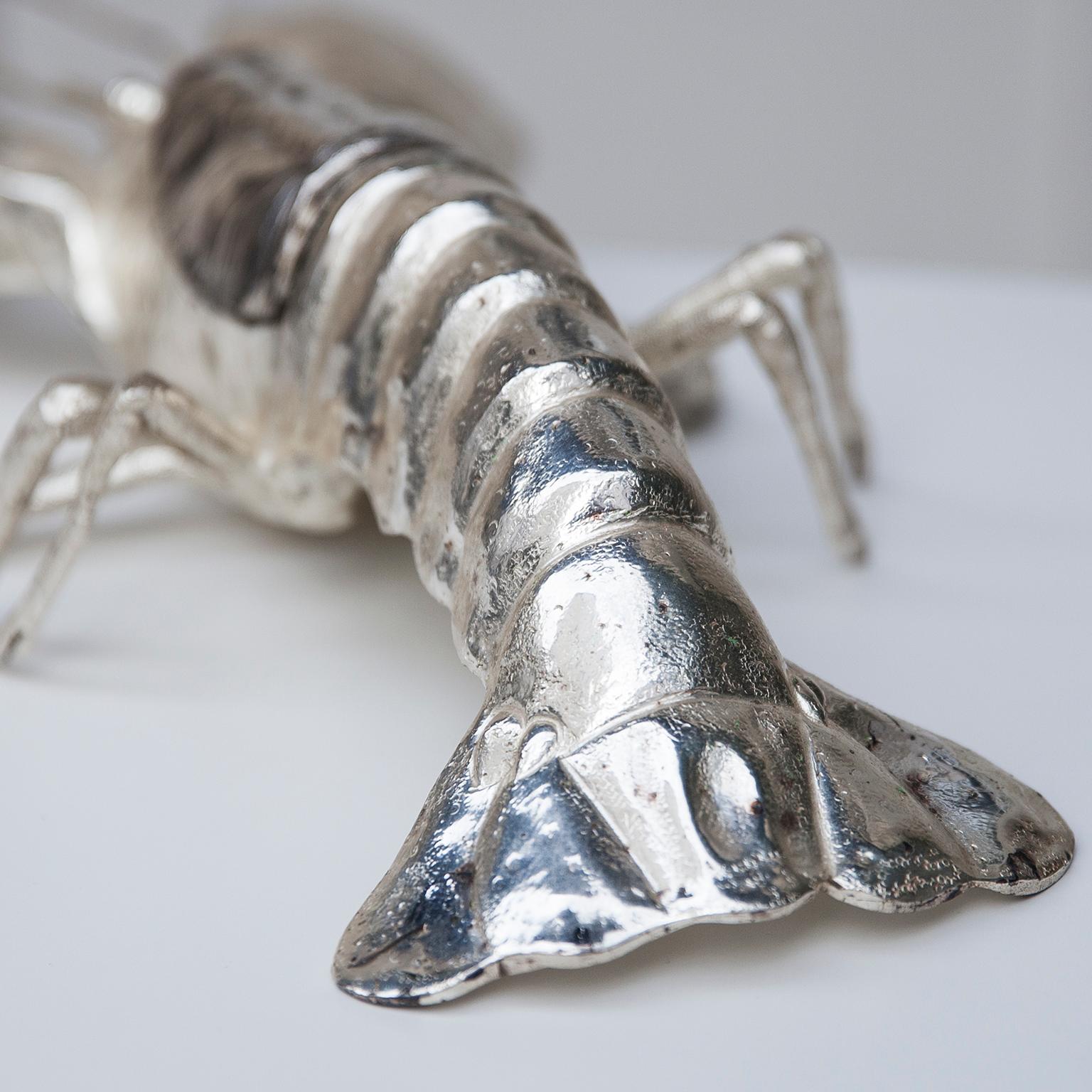 Italian Franco Lapini Silver Plated Lobster, Italy, 1970