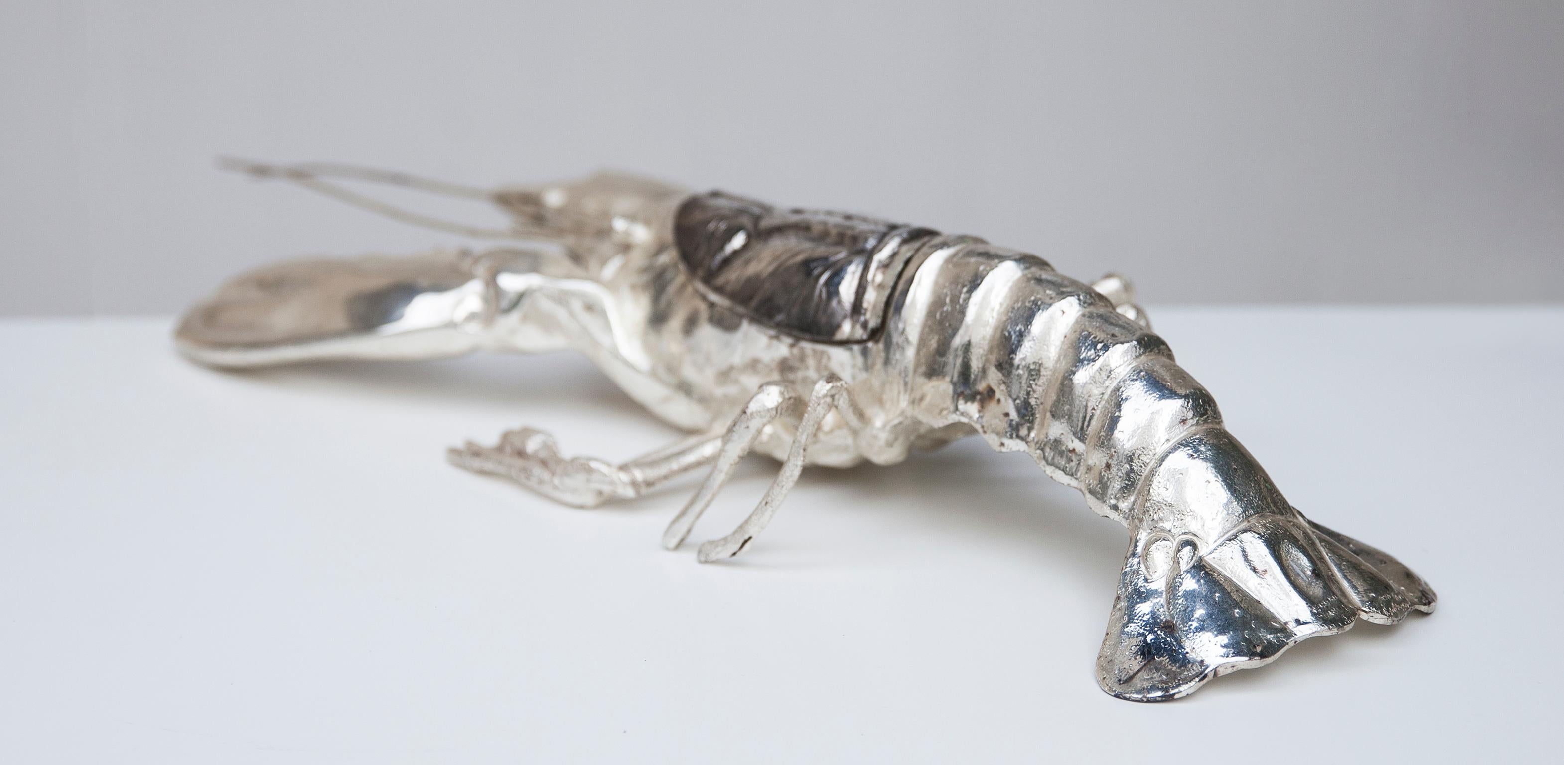 Franco Lapini Silver Plated Lobster, Italy, 1970 In Good Condition In Munich, DE