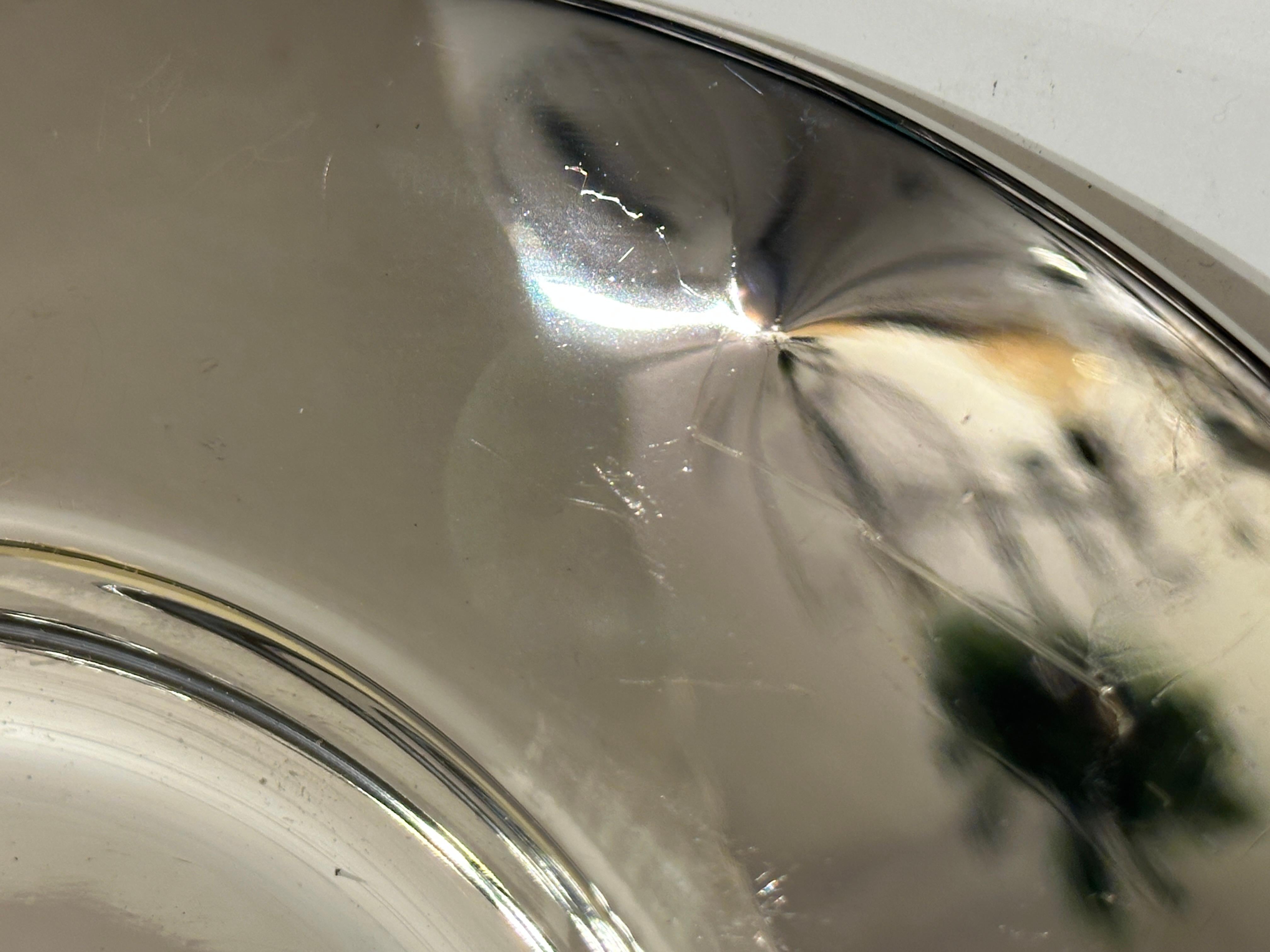 Franco Lapini, silver steel charger plate, Italy, 20th Century For Sale 5