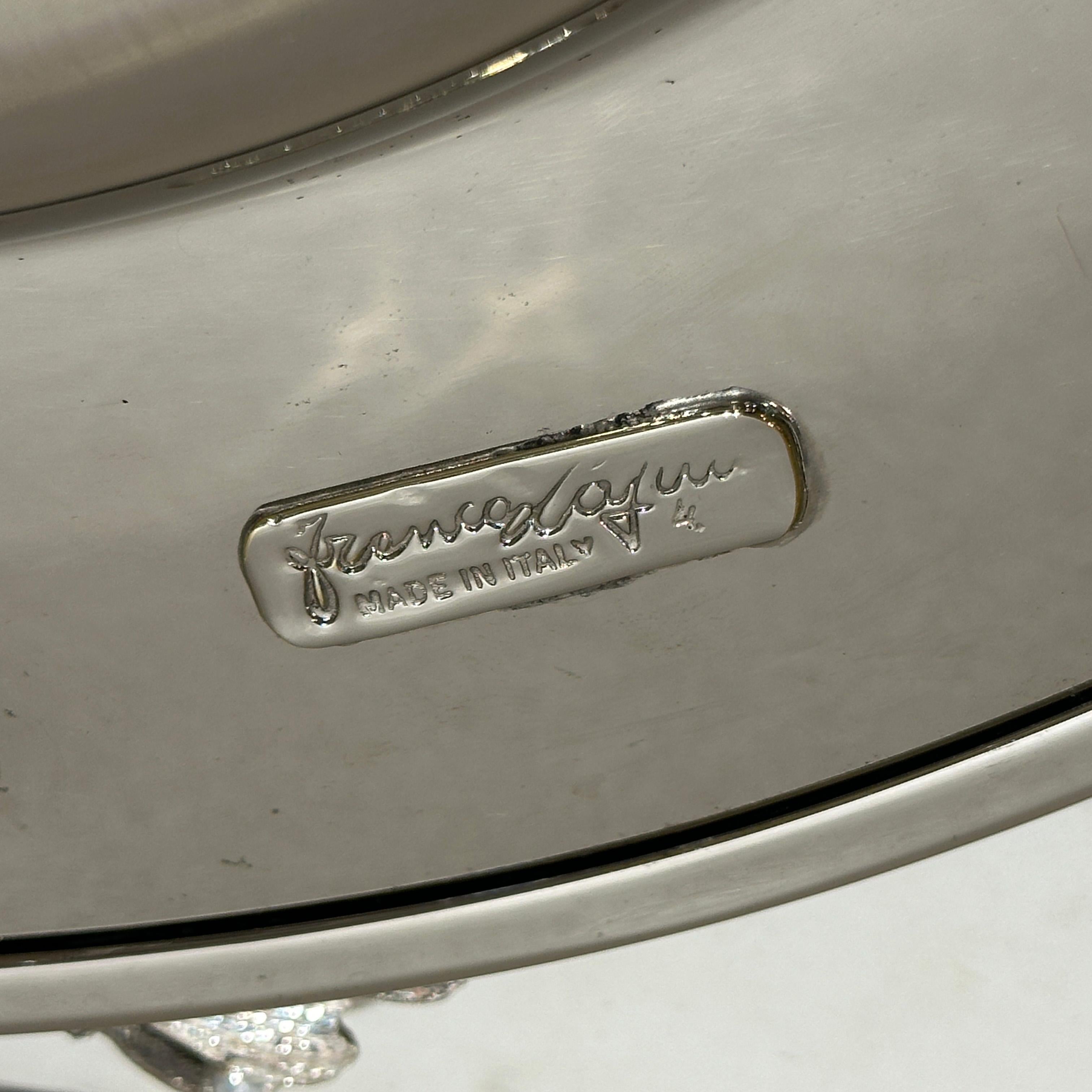 Franco Lapini, silver steel charger plate, Italy, 20th Century For Sale 7