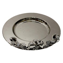 Franco Lapini, silver steel charger plate, Italy, 20th Century