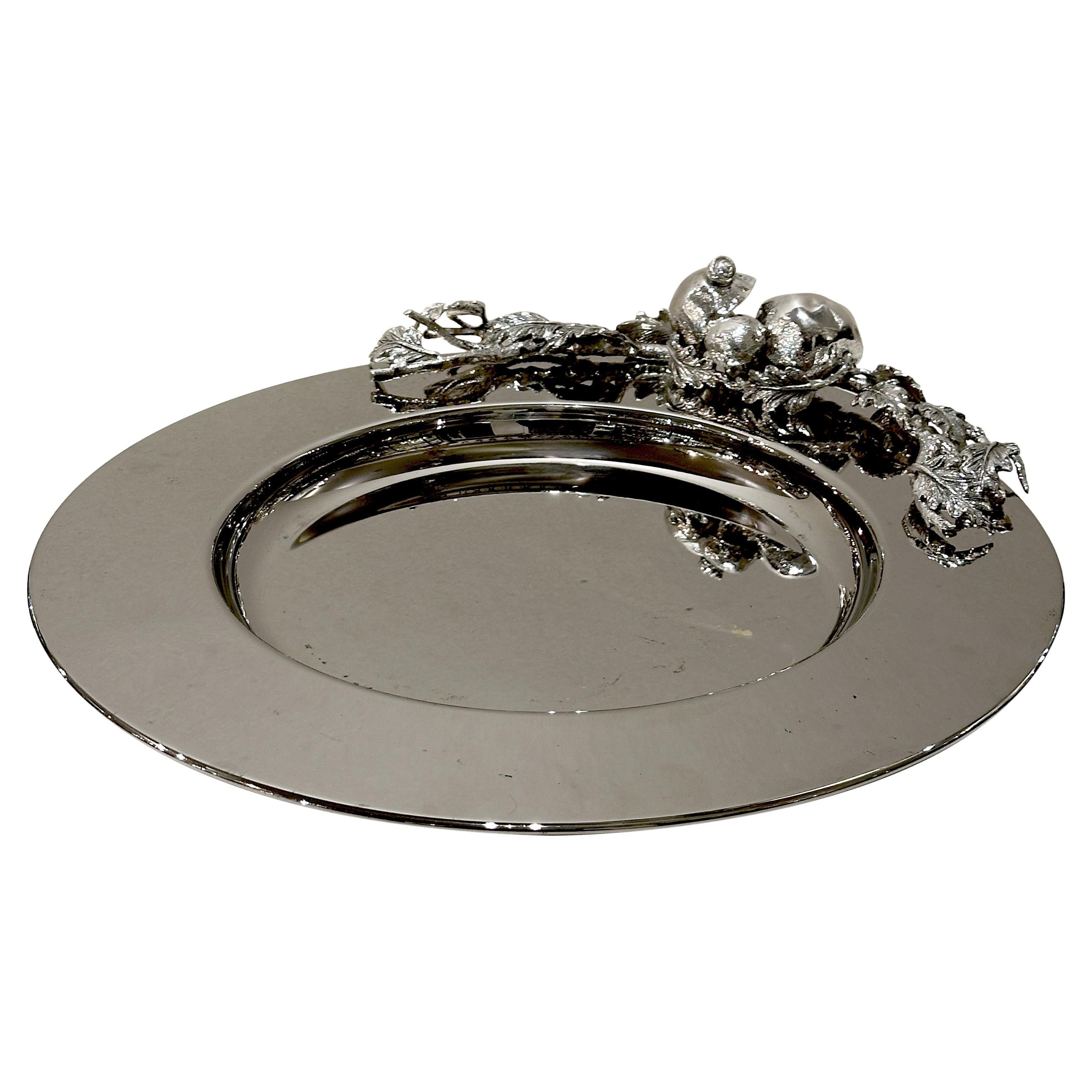 Franco Lapini, plato de acero plateado, Italia, Siglo XX